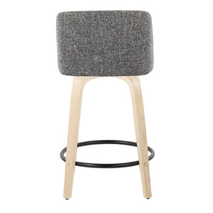 Toriano - Contemporary, Fixed Height Counter Stool With Swivel And Round Footrest (Set of 2)