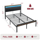 Full Size Metal Platform Bed Frame with Adjustable Upholstered Headboard