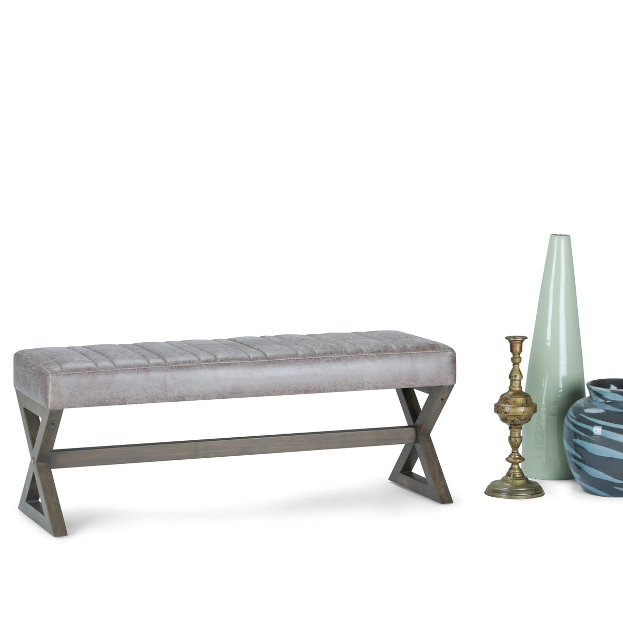 Salinger - Large Ottoman Bench - Distressed Grey Taupe