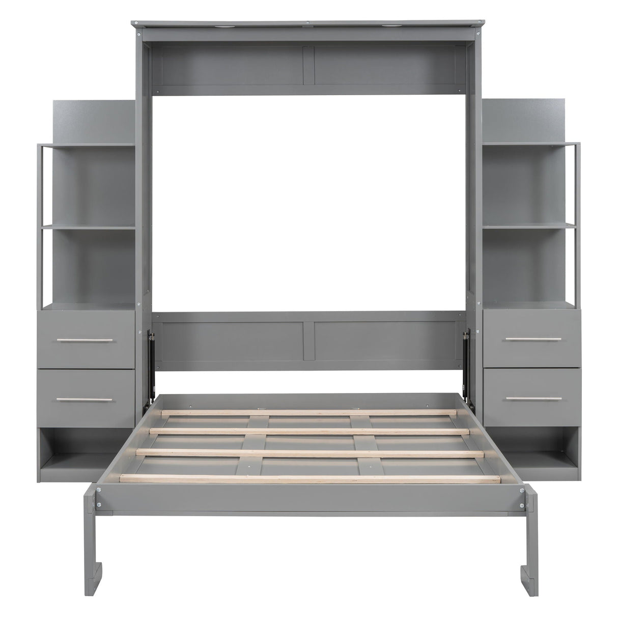 Murphy Wall Bed With LED Lights, Shelves And Drawers