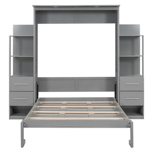 Murphy Wall Bed With LED Lights, Shelves And Drawers