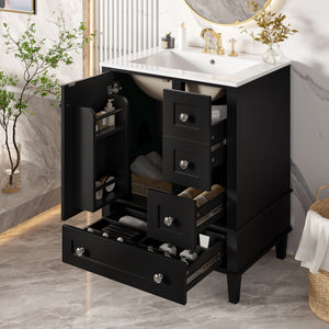 Bathroom Vanity With Integrated Basin, Soft Close Drawers, Door Mounted Double Layer Shelf