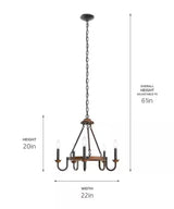 Barrett 22"W 5-Light Chandelier by Kichler Auburn Stain with Anvil Iron Finish