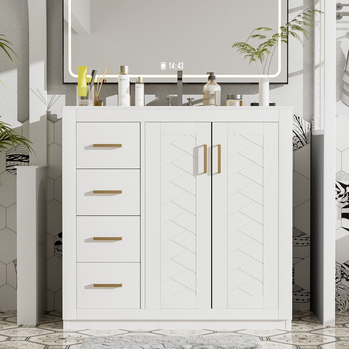 Bathroom Vanity With Sink Combo, Storage Cabinet