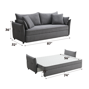 Irina Gray Fabric Sofa W/Sleeper (Toss Pillows Included)