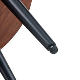 Modern Round Coffee Table - Walnut Pattern MDF And Black Metal Legs