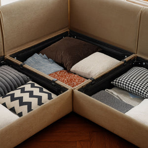 Contemporary Elegant Sofa With Storage And Ottoman