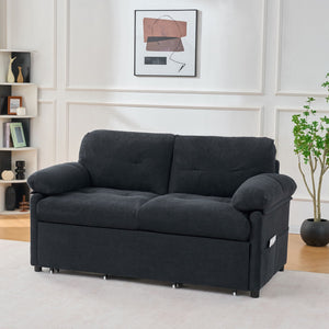 Convertible Pull Out Sofa Bed Queen Size with Side Storage - Fabric, Modern