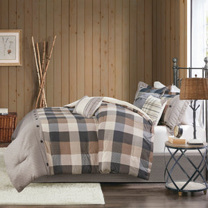 7 Piece Herringbone Comforter Set Neutral Queen