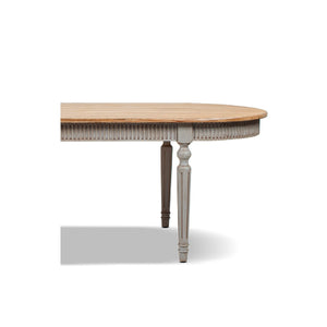 Colette 94' Reclaimed Wood Oval Dining Table, Antique Natural Brown & Antique Blue-Grey Reclaimed Pine Wood