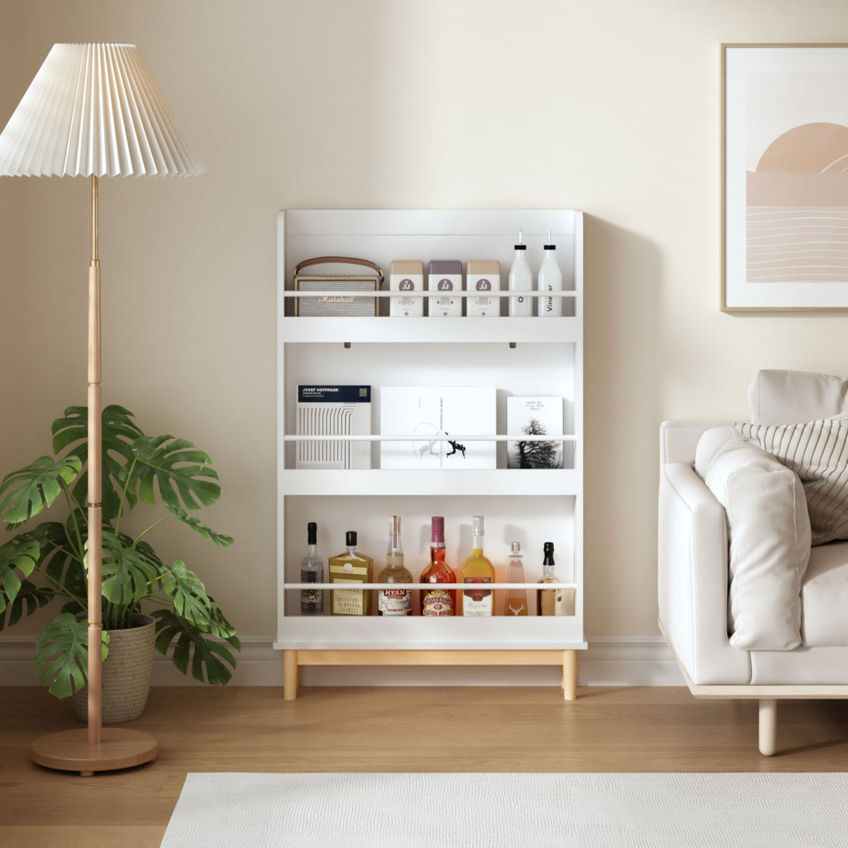 Wall Mounted Bookshelf, 3 Front Facing Display Shelves For Toddler Bedroom - White