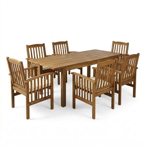7 Pieces Acacia Wood Outdoor Dining Set