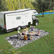 Reversible-outdoor-rug,-9'-x-18'-waterproof-plastic-straw-floor-mat,-gray-&-white-floral-Outdoor-Rugs