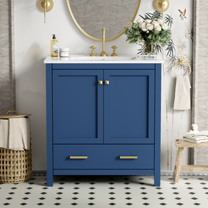 30" Blue Bathroom Vanity with Single Sink