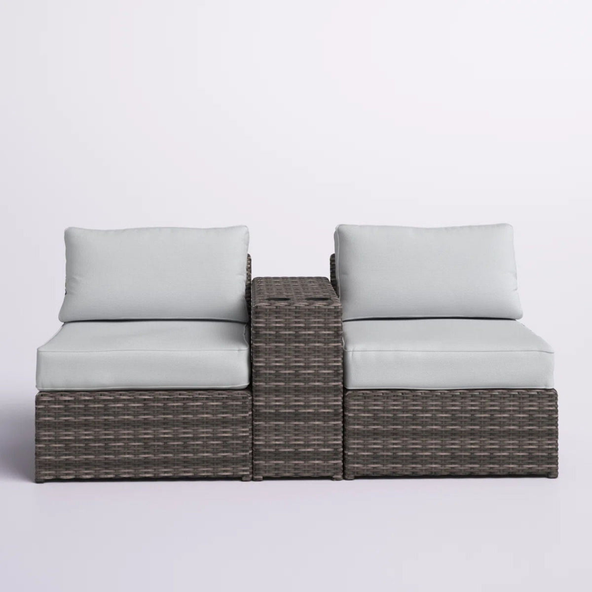 Weather Resistant Wicker Conversation Set with Cushions – Dark Brown or Dark Gray