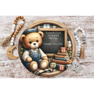 Baby Boy Bear Announcement Round Sign