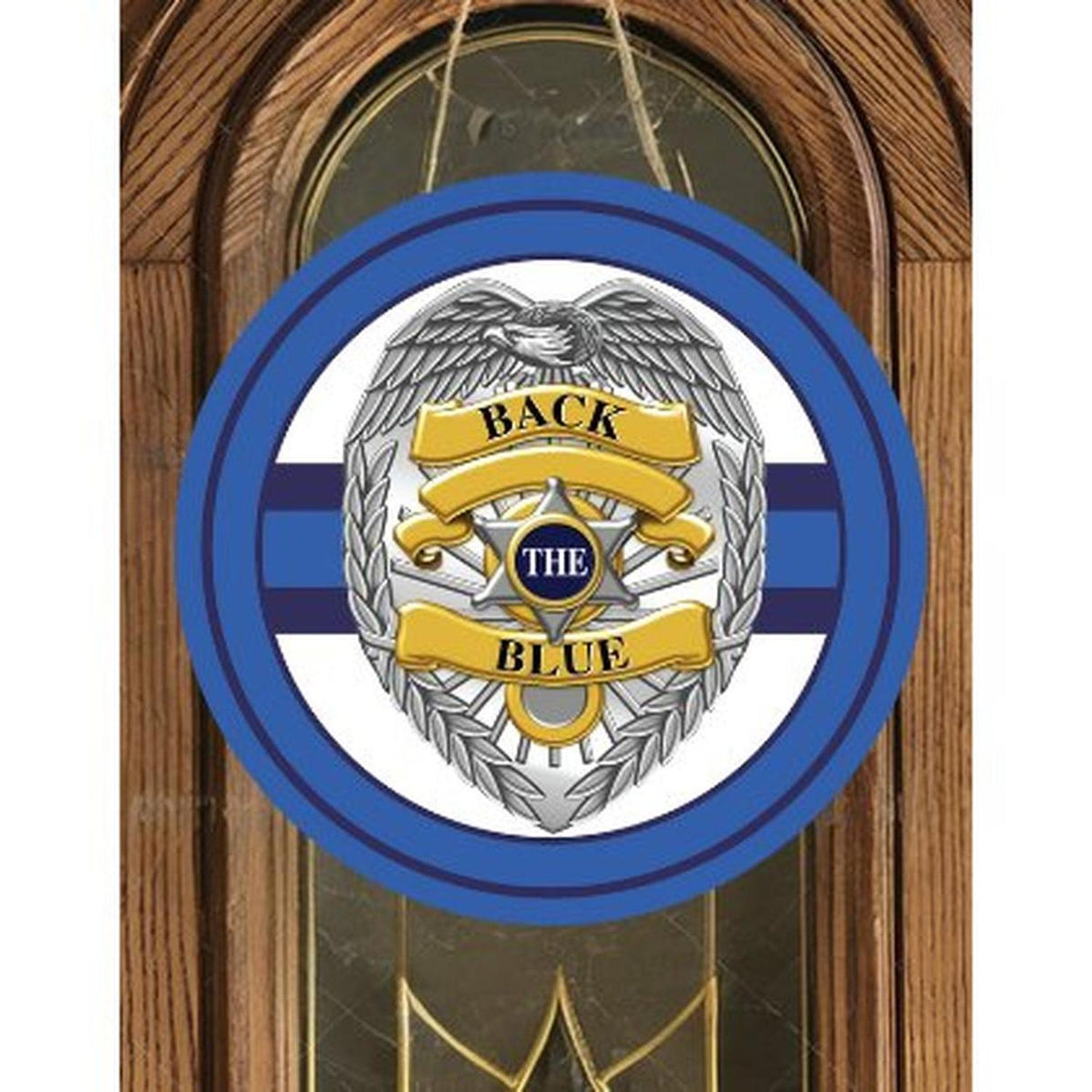 Back The Blue Badge Shield Round Sign