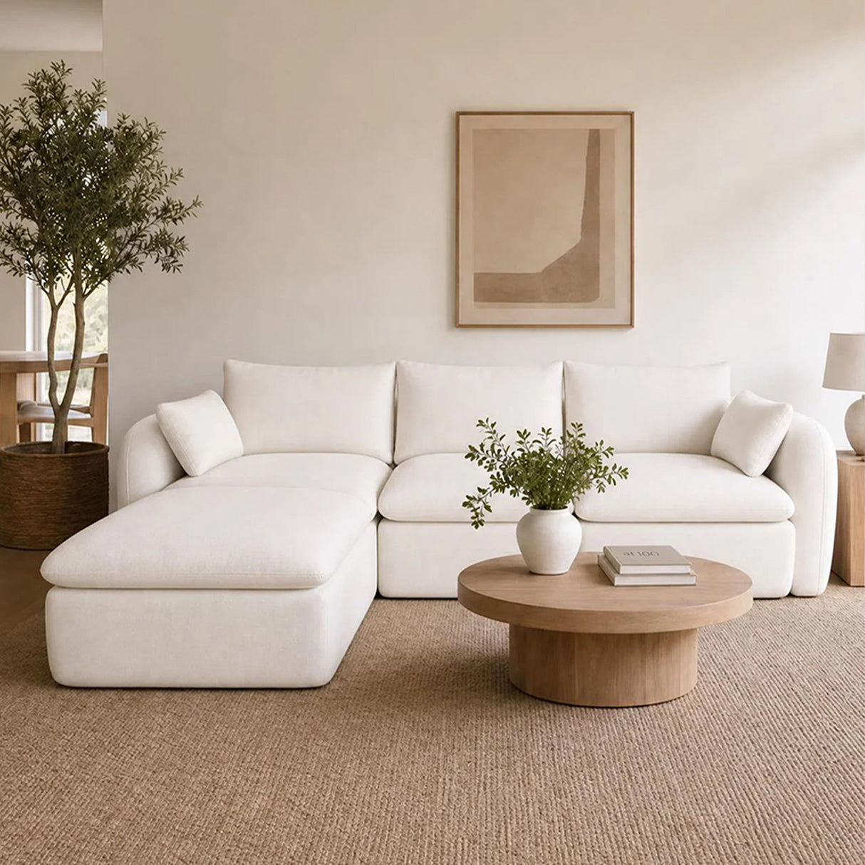 Fully Sponge Compressed Sectional Sofa