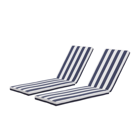 2PC Outdoor Lounge Cushion Replacement - blue and white stripe 74" length