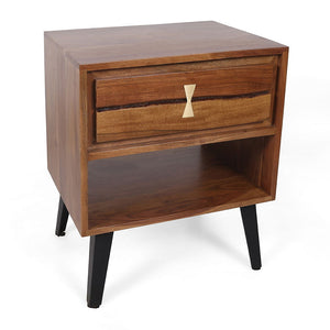 Asther Bedside Table - Natural Wood / Brown