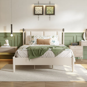 Solid Wood Queen Bed - Heavy Duty Support