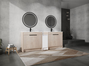 84 Inch Freestanding Bathroom Vanity with Ceramic Sink and Storage Cabinets