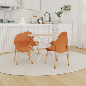 4 Piece Outdoor Set with Folding Table and Single Chairs - Blue, Red, Orange