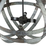 4 Light Galvanized Chandelier with Adjustable Chain