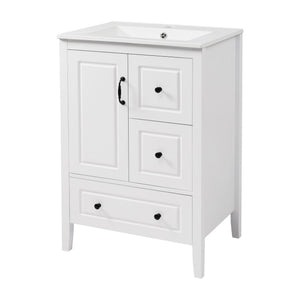 Retro Bathroom Vanity with Sink, Soft Closing Cabinet & Drawers