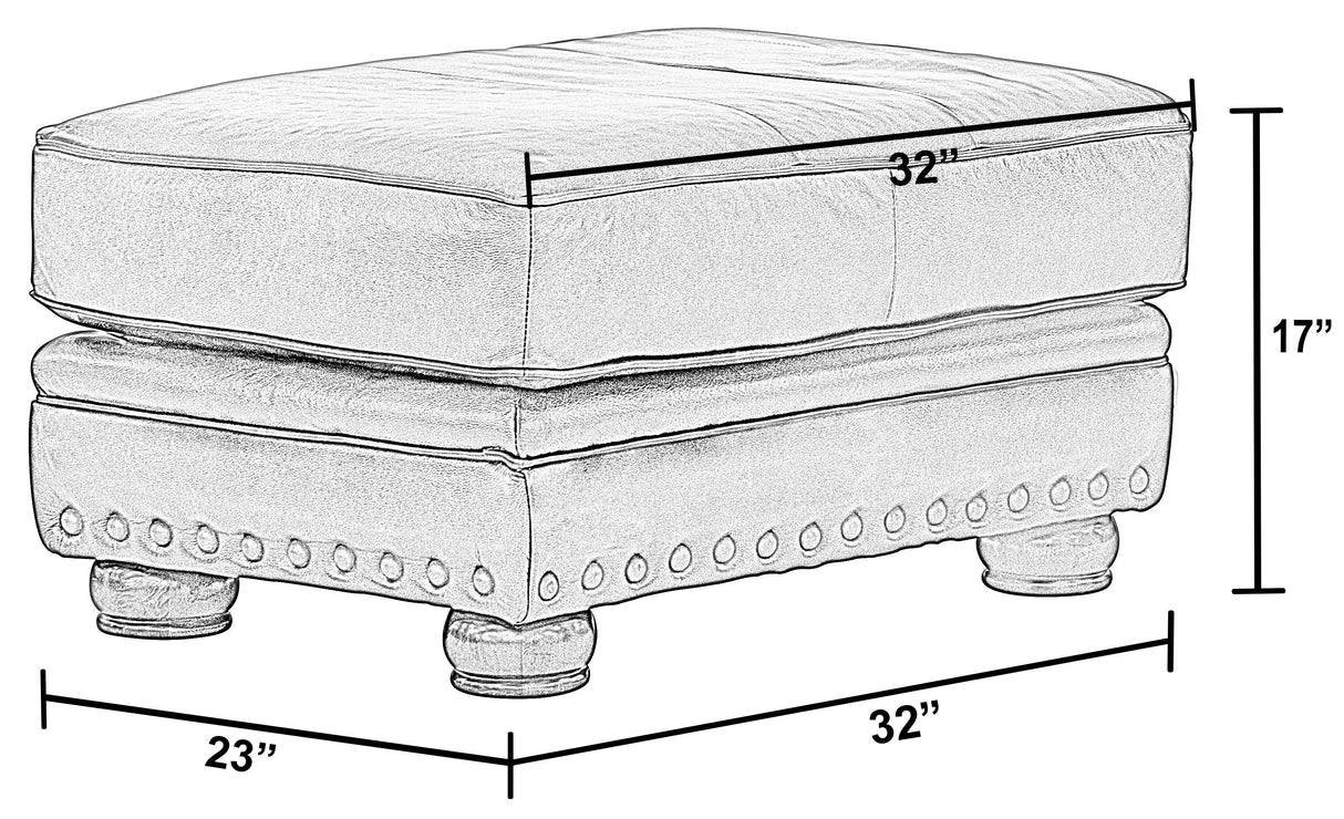 Roberto - Leather Ottoman - Cocoa