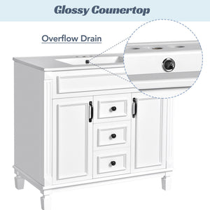 Bathroom Vanity With Top Sink, Mirror Cabinet, 2 Soft Closing Doors & 2 Drawers