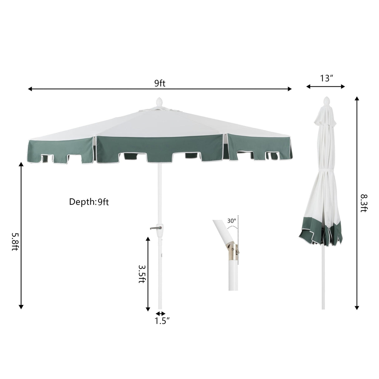 Baiona classic midcentury market patio umbrella with uv protection - Tuesday Morning - Umbrellas & Sunshades