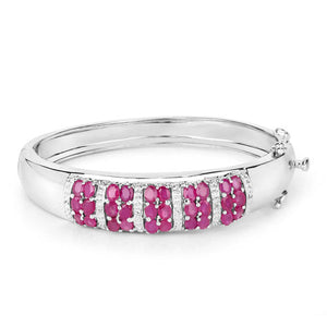 6.65 Carat Genuine Ruby and White Topaz .925 Sterling Silver Bracelet