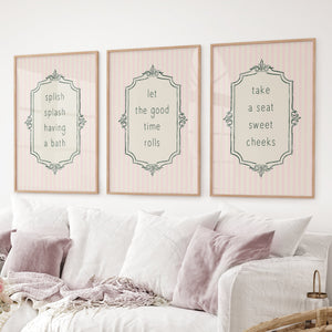 Funny Bathroom Art. Set of 3 Typography Quote Prints