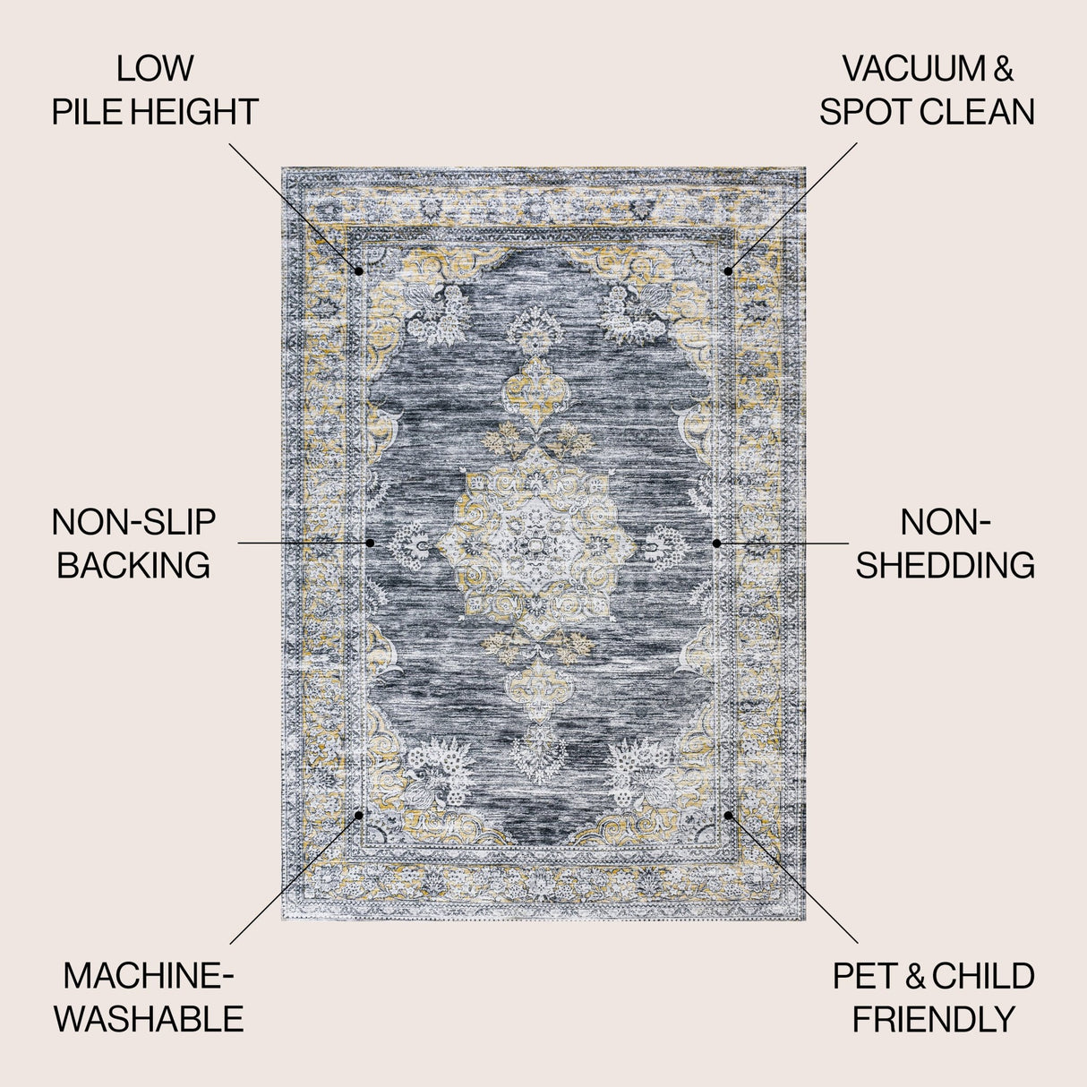 Bausch Bohemian Distressed Chenille Machine - Washable Area Rug - Tuesday Morning - Area Rugs