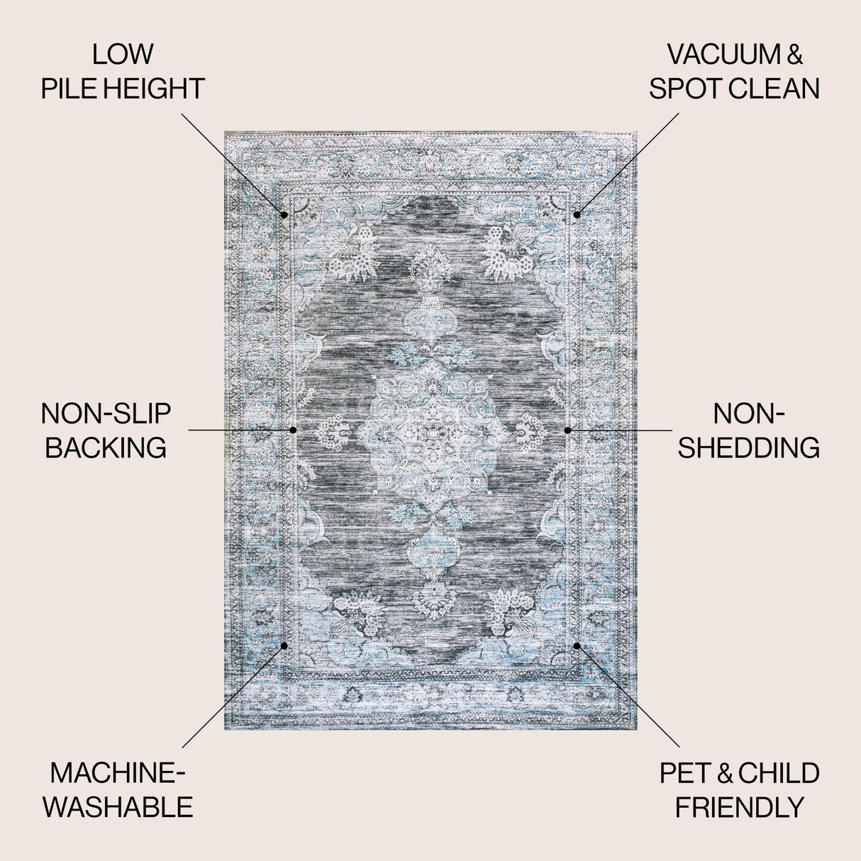 Bausch Bohemian Distressed Chenille Machine - Washable Area Rug - Tuesday Morning - Area Rugs