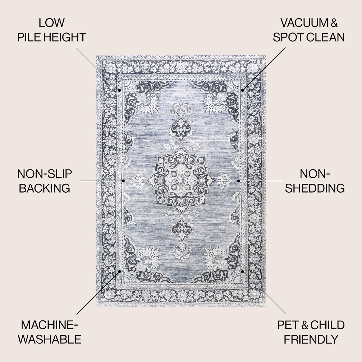 Bausch Bohemian Distressed Chenille Machine - Washable Area Rug - Tuesday Morning - Area Rugs