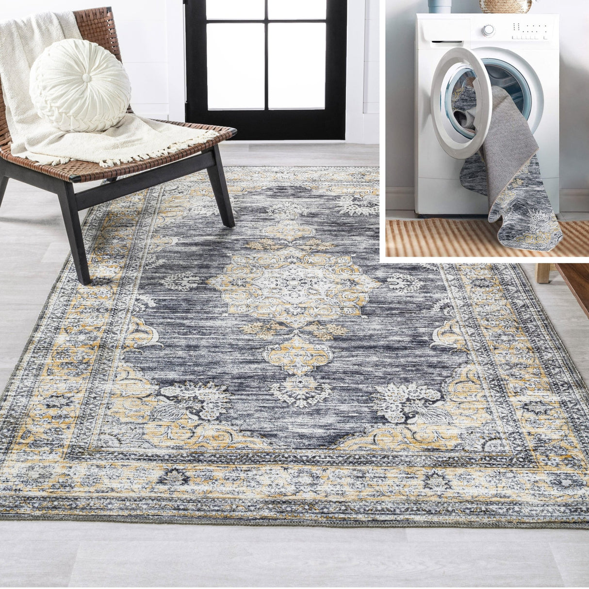 Bausch Bohemian Distressed Chenille Machine - Washable Area Rug - Tuesday Morning - Area Rugs