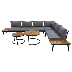 Modern Outdoor Sectional Sofa Set With Nesting Coffee Tables