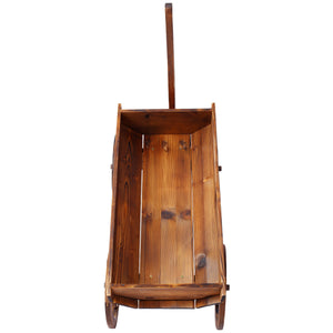 Wood Wagon Flower Planter Pot Stand with Wheels