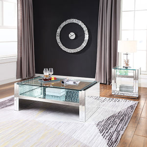 Nysa - 47" Coffee Table - Mirrored & Faux Crystals