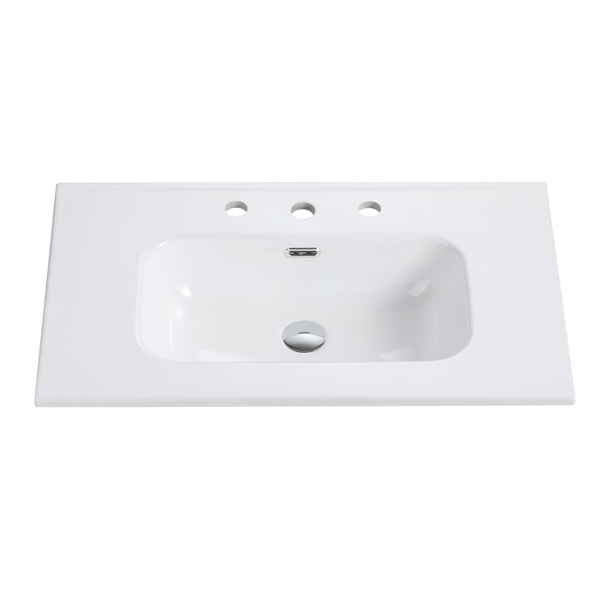 Glossy White Ceramic Integrated Sink