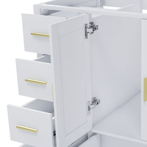 42" Bathroom Vanity Base Cabinet with 2 Soft-Close Double Doors & 9 Smooth Drawers