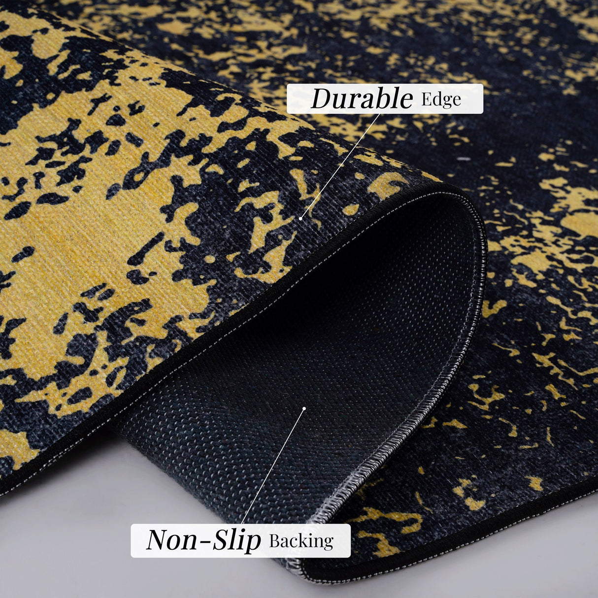 Maval - 6' X 9' Washable Area Rug - Black / Gold