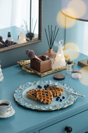 Plastic Charger Plate (Set of 6) - Blue / Gold