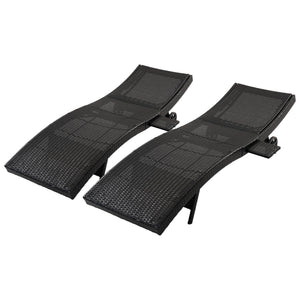 K&K 80'' Patio Wicker Chaise Lounge Chairs Set of 2