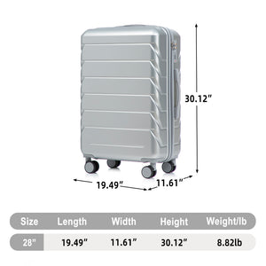 28 Inch ABS Hard Shell Large Travel Checked Luggage - Silver