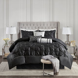 7 Piece Tufted Comforter Set Black Queen