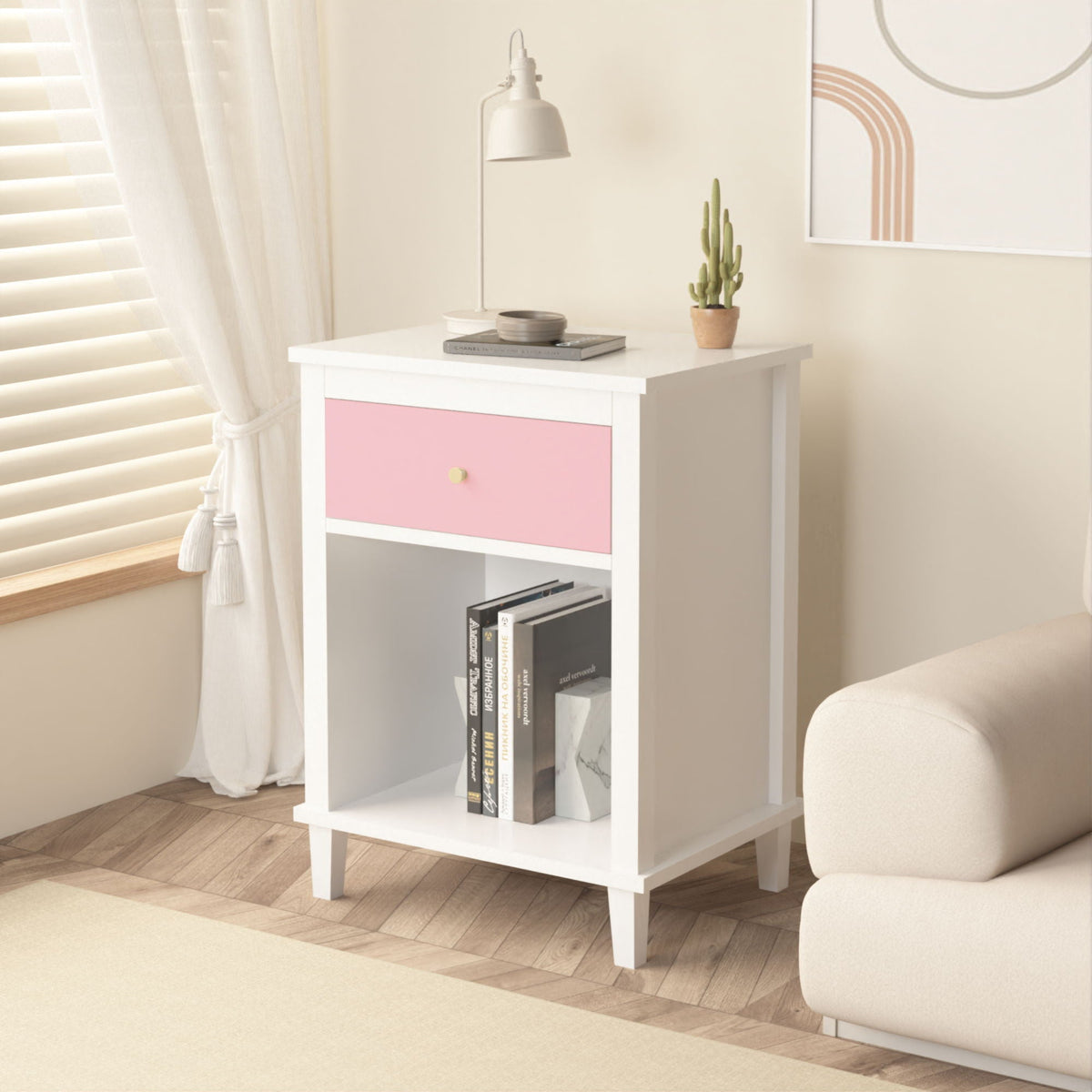 Nightstand With 1 Drawer 1 Shelf