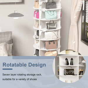 Rotating Shoe Rack Tower - 7-Tier Spinning Shoe Organizer